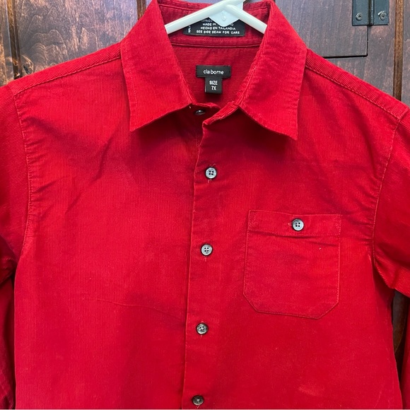 Claiborne Red Corduroy Button Down Shirt, Size 7X - Picture 4 of 8